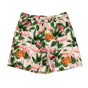 Kids Janie and Jack Swim Trunks Flamingo Tropical Print Elastic Waist line 12 14
